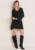 Bell Sleeve Sweater Dress - Jet Black