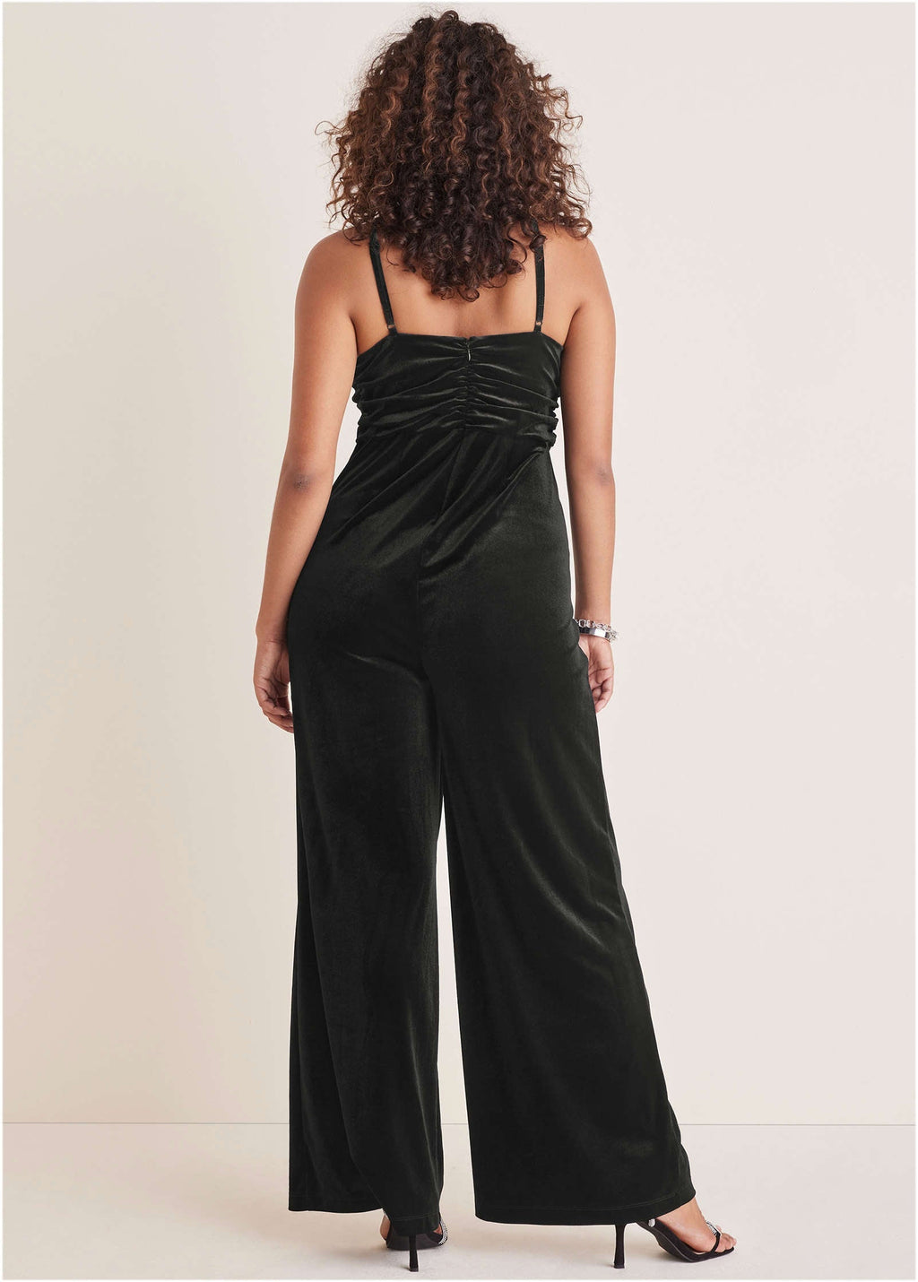 Stretch Velvet Halter Jumpsuit - Black