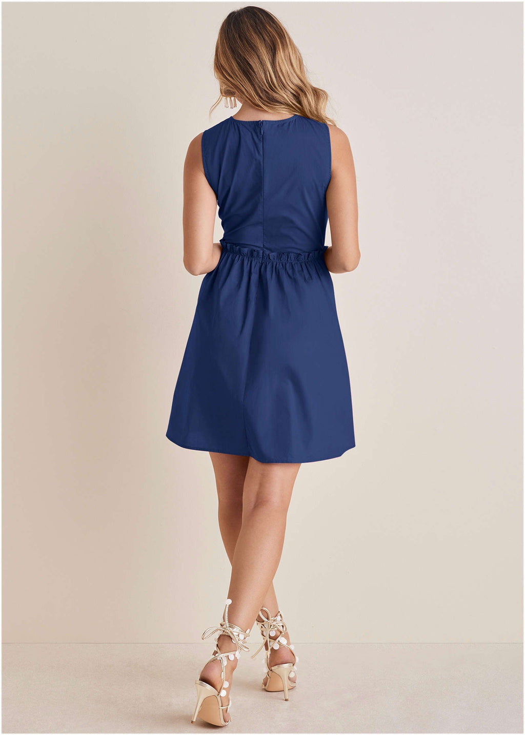 Ruched Sleeveless Mini - Dark Blue
