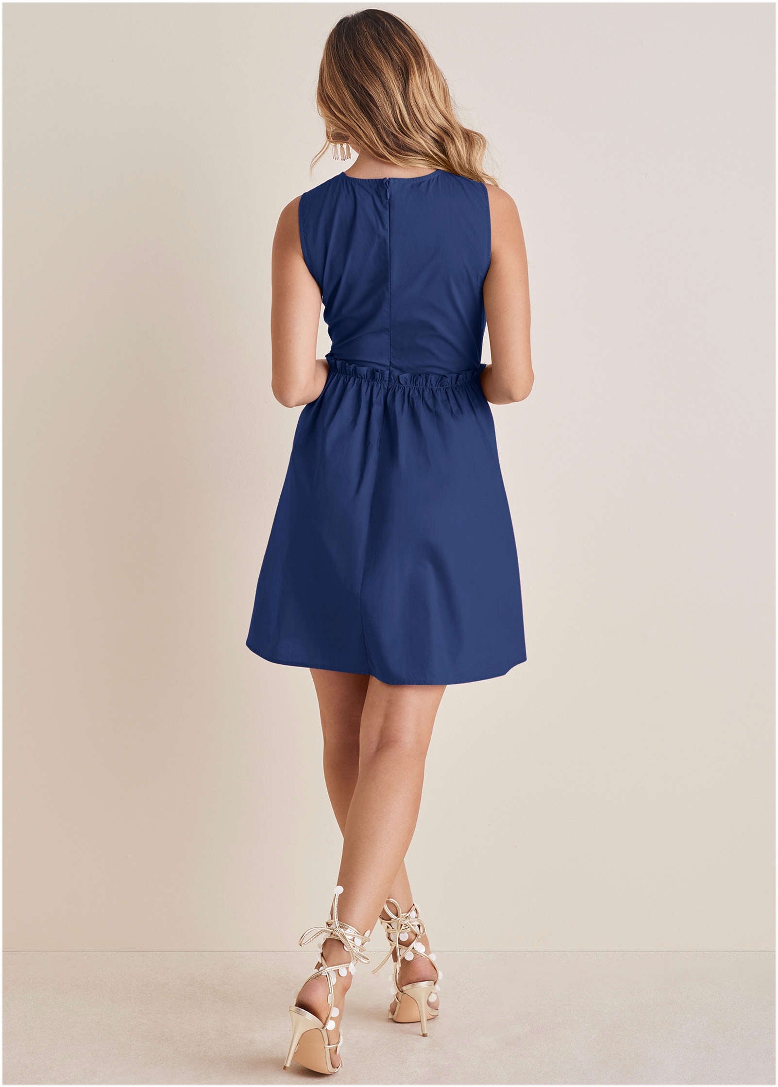 Ruched Sleeveless Mini - Dark Blue
