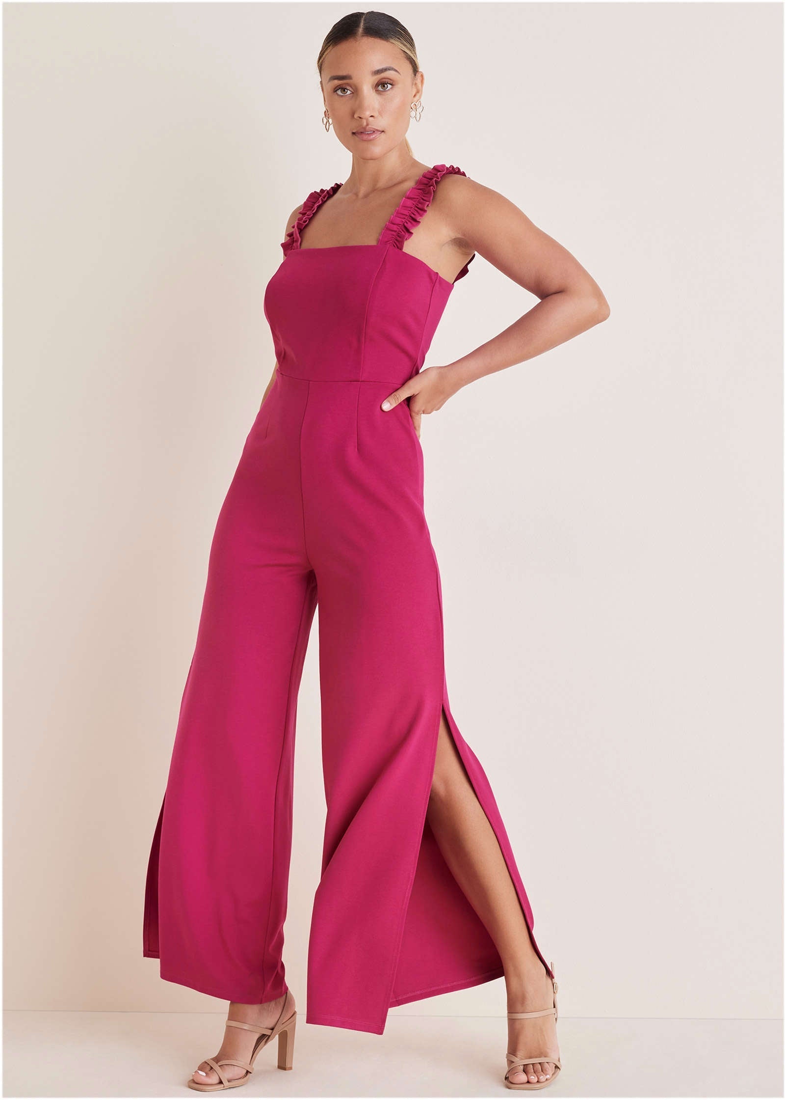 Wide Leg Ponte Jumpsuit - Granita