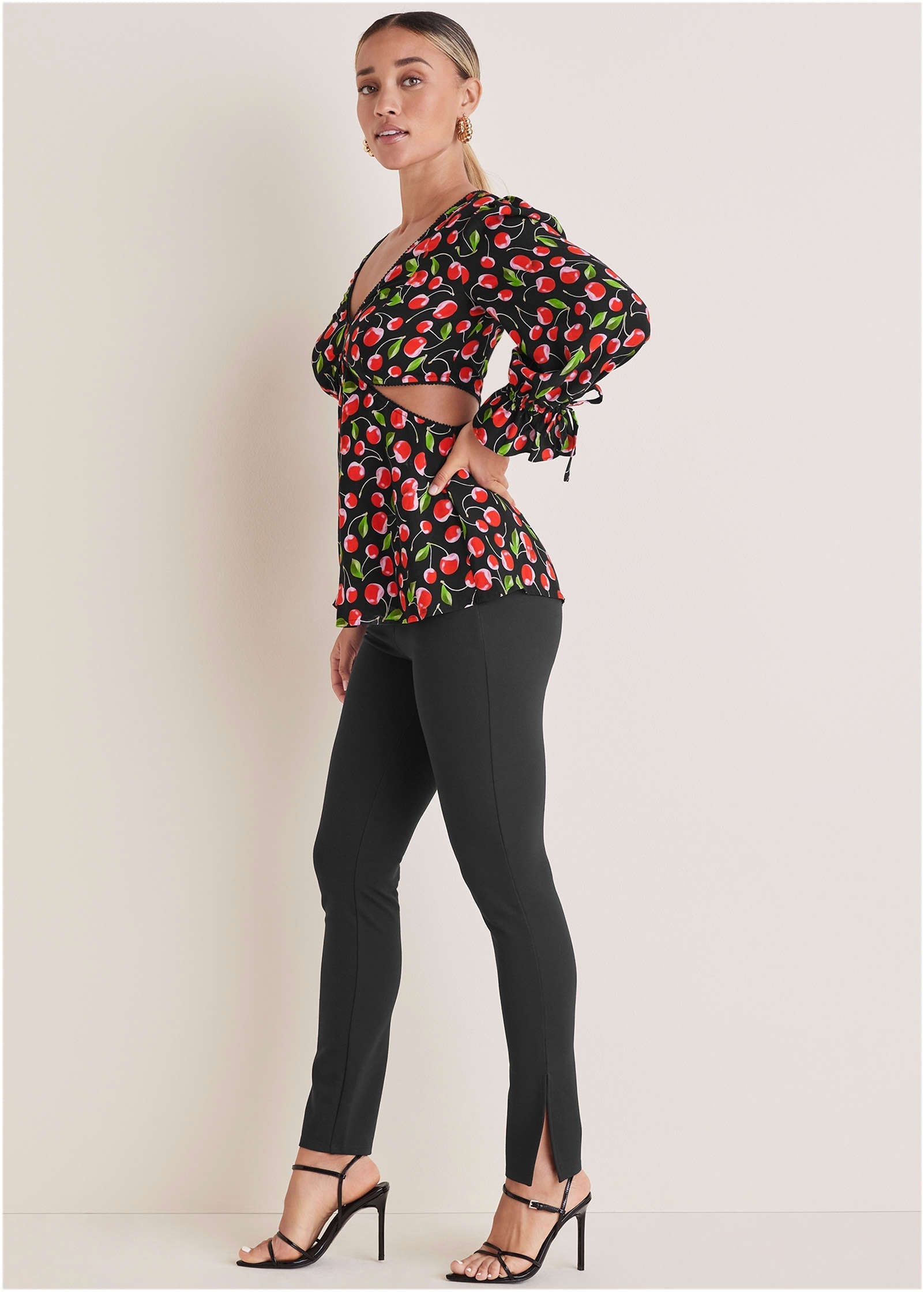 Cut-Out Waist Blouse - Very Cherry