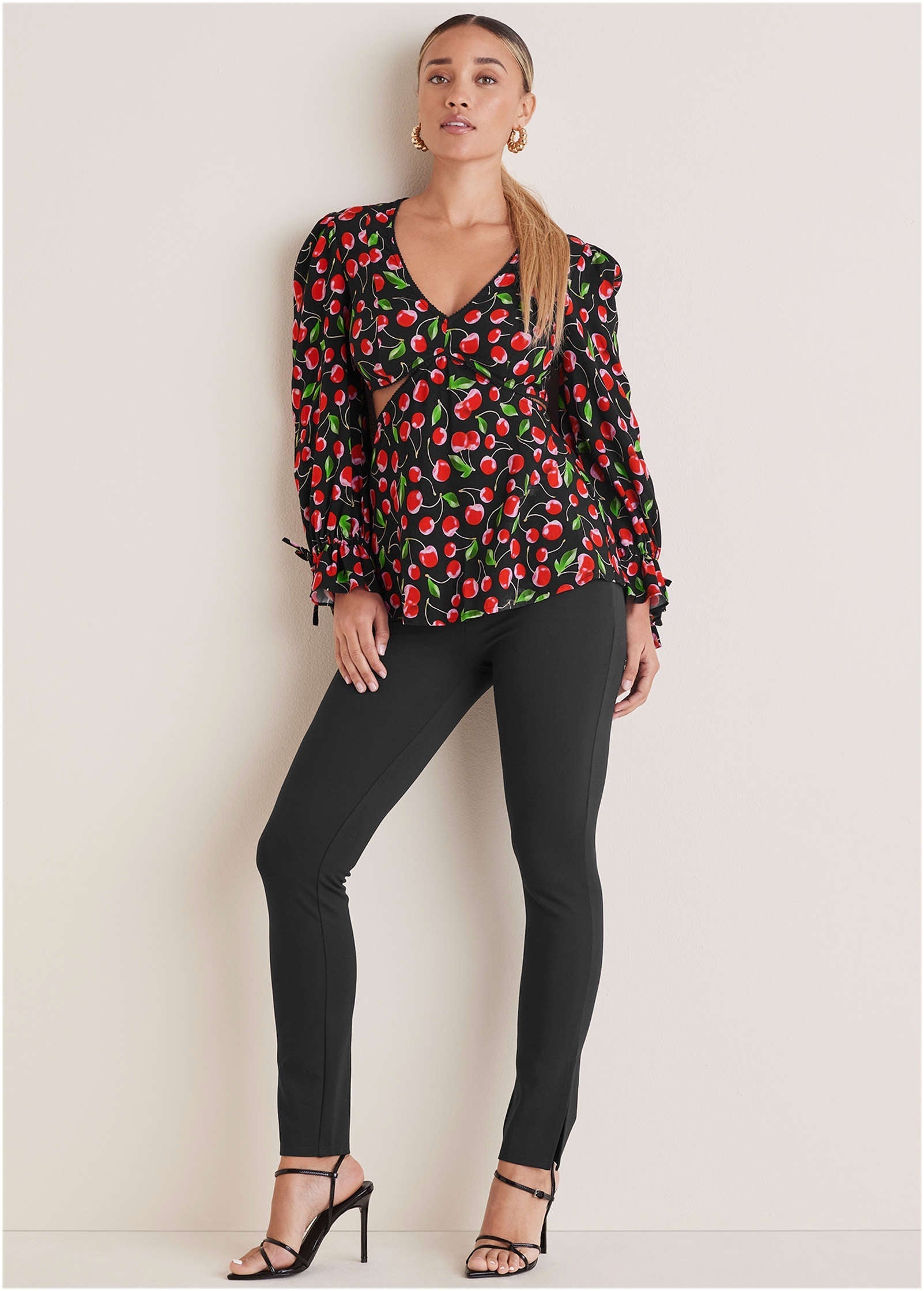 Cut-Out Waist Blouse - Very Cherry