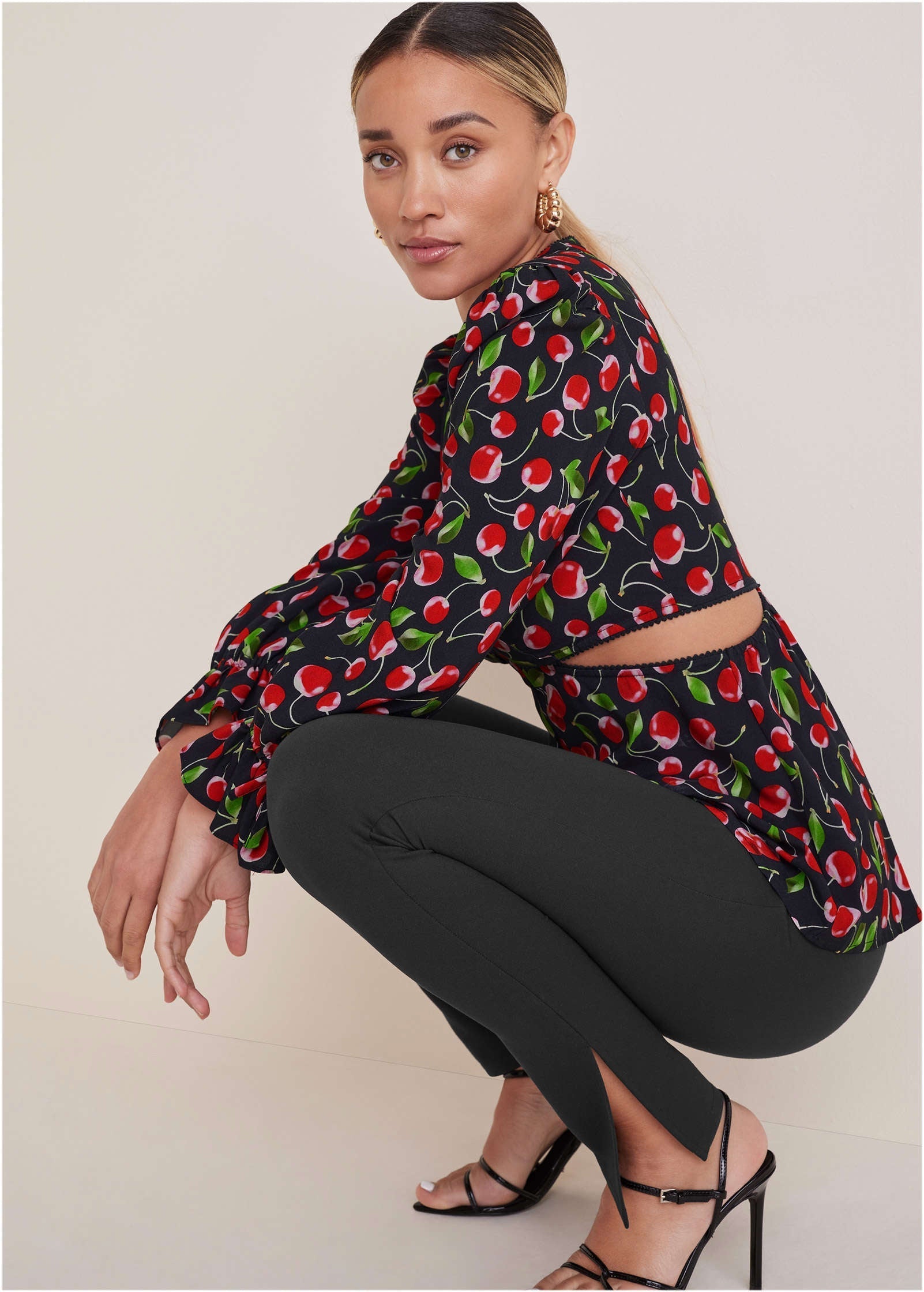 Cut-Out Waist Blouse - Very Cherry