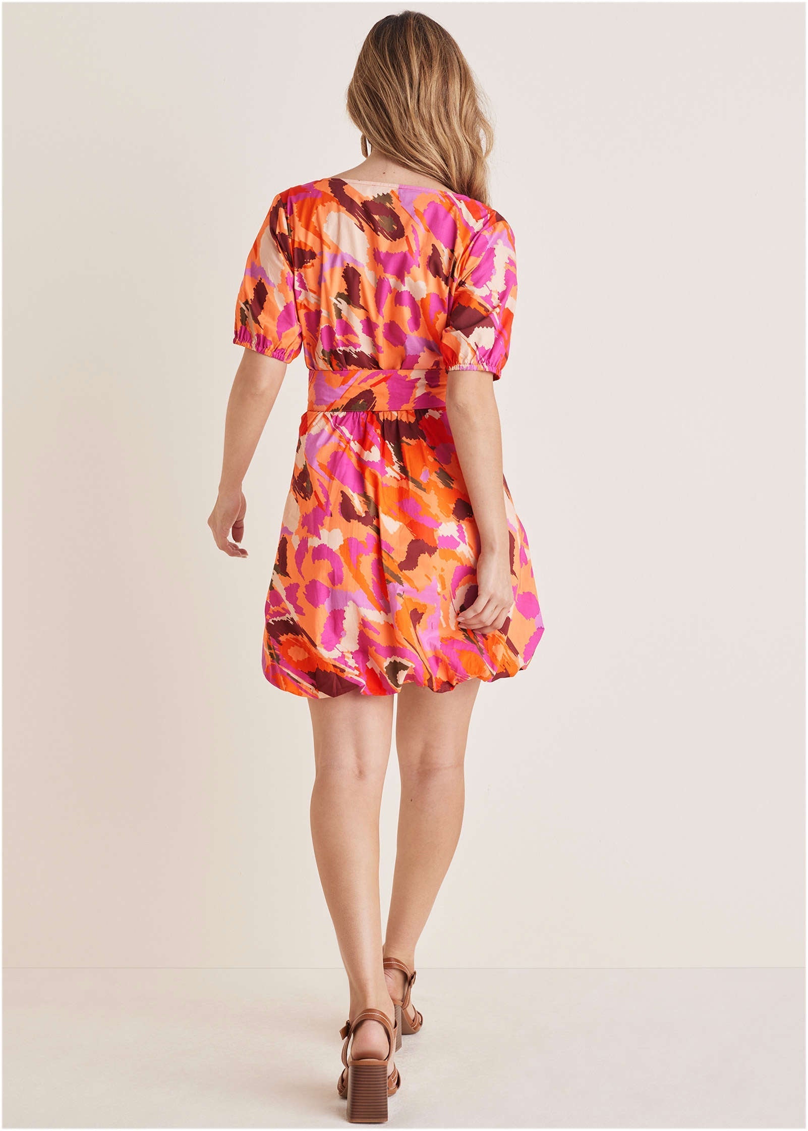 Bubble Hem Mini Dress - Soft Ikat