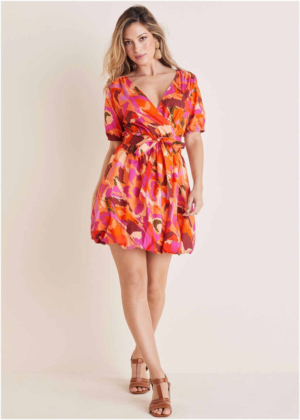 Bubble Hem Mini Dress - Soft Ikat