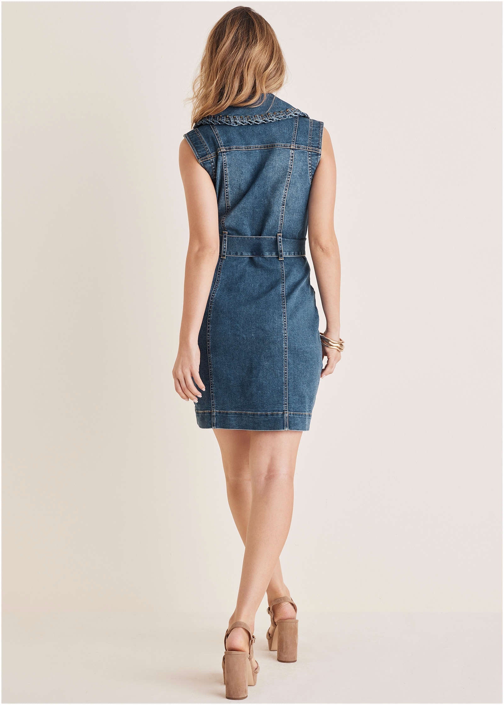Whip Stitch Denim Mini - Medium Wash