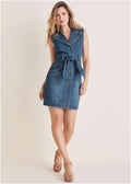 Whip Stitch Denim Mini - Medium Wash