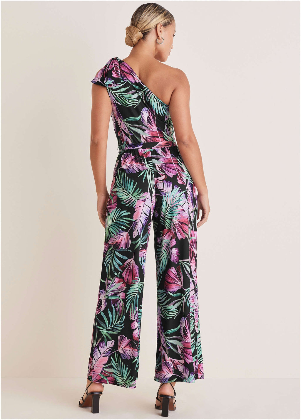 One-Shoulder Print Jumpsuit - Illuminated Jungle