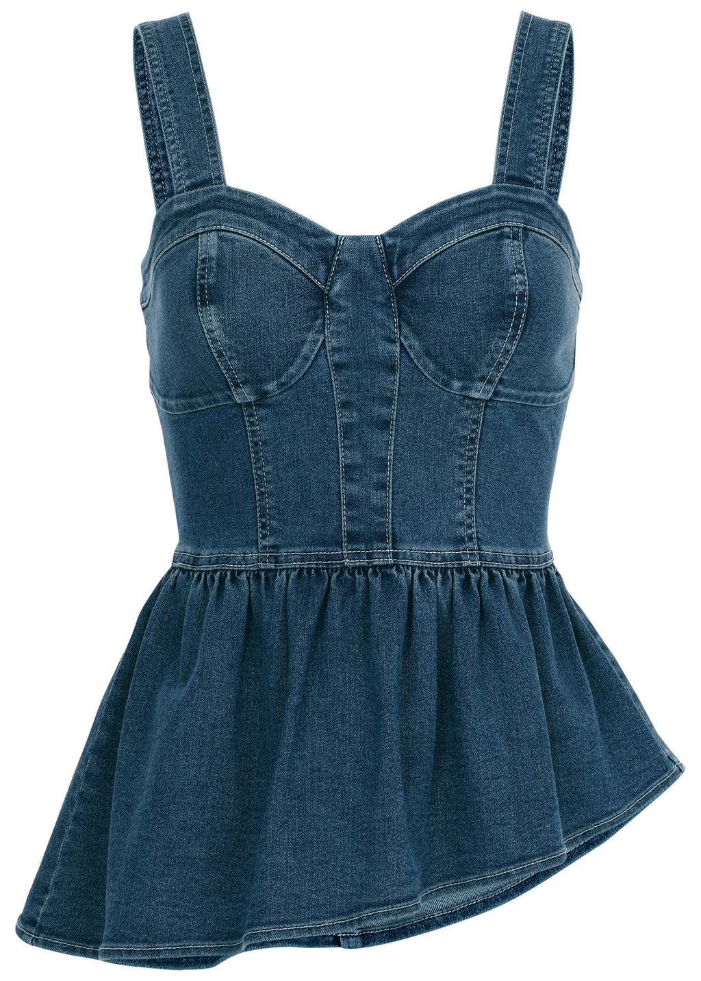 Denim Peplum Top - Medium Wash
