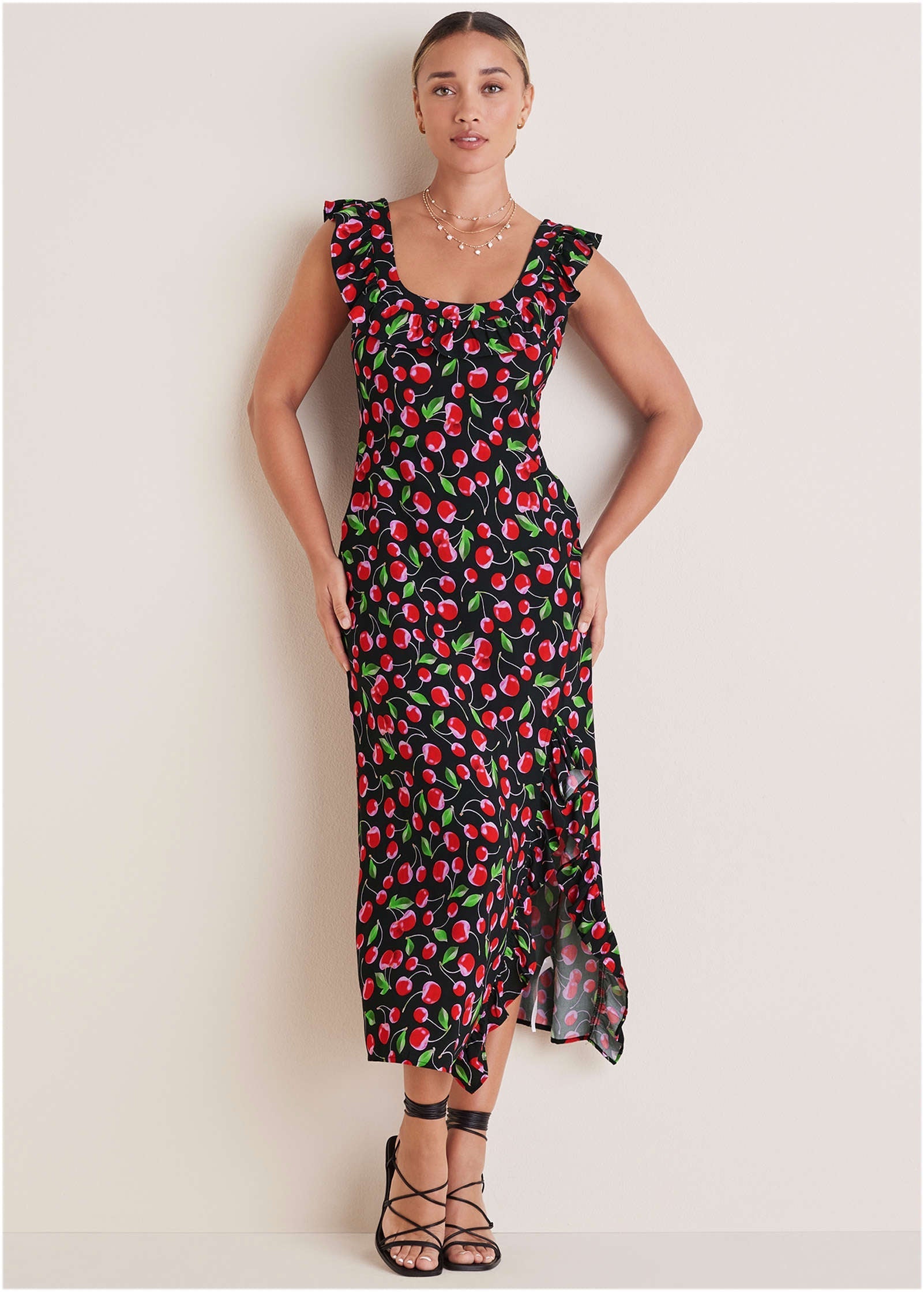 Ruffle Maxi Dress - Very Cherry