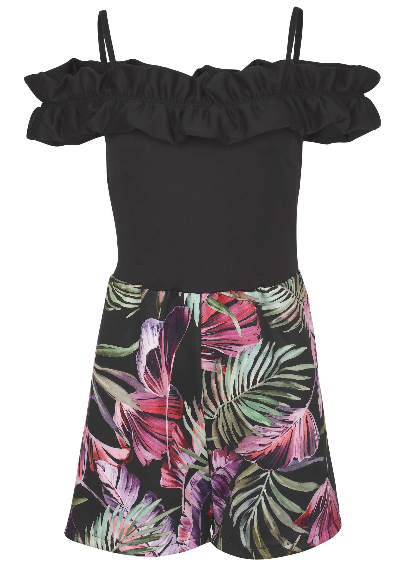 Off-The-Shoulder Romper - Illuminated Jungle