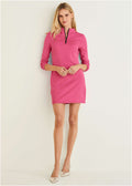 Ponte Zip Front Mini Dress - Hot Pink