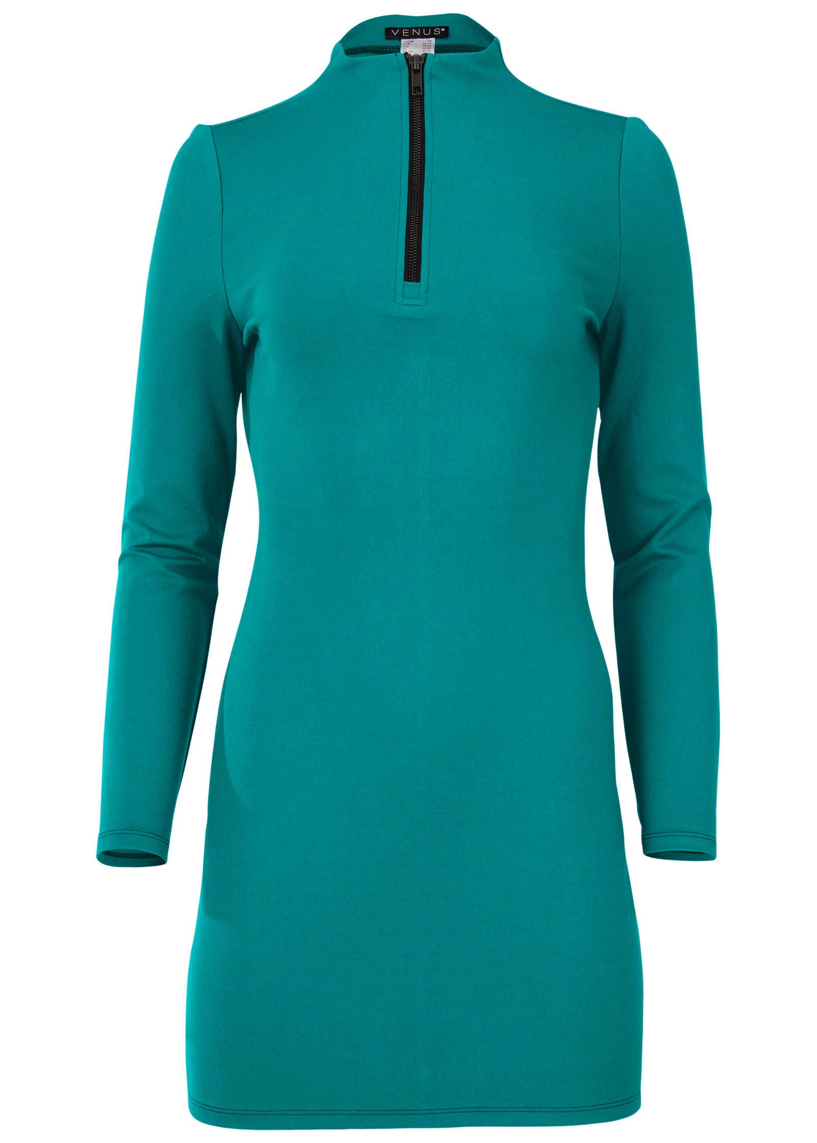 Ponte Zip Front Mini Dress - Tropical Green