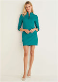 Ponte Zip Front Mini Dress - Tropical Green