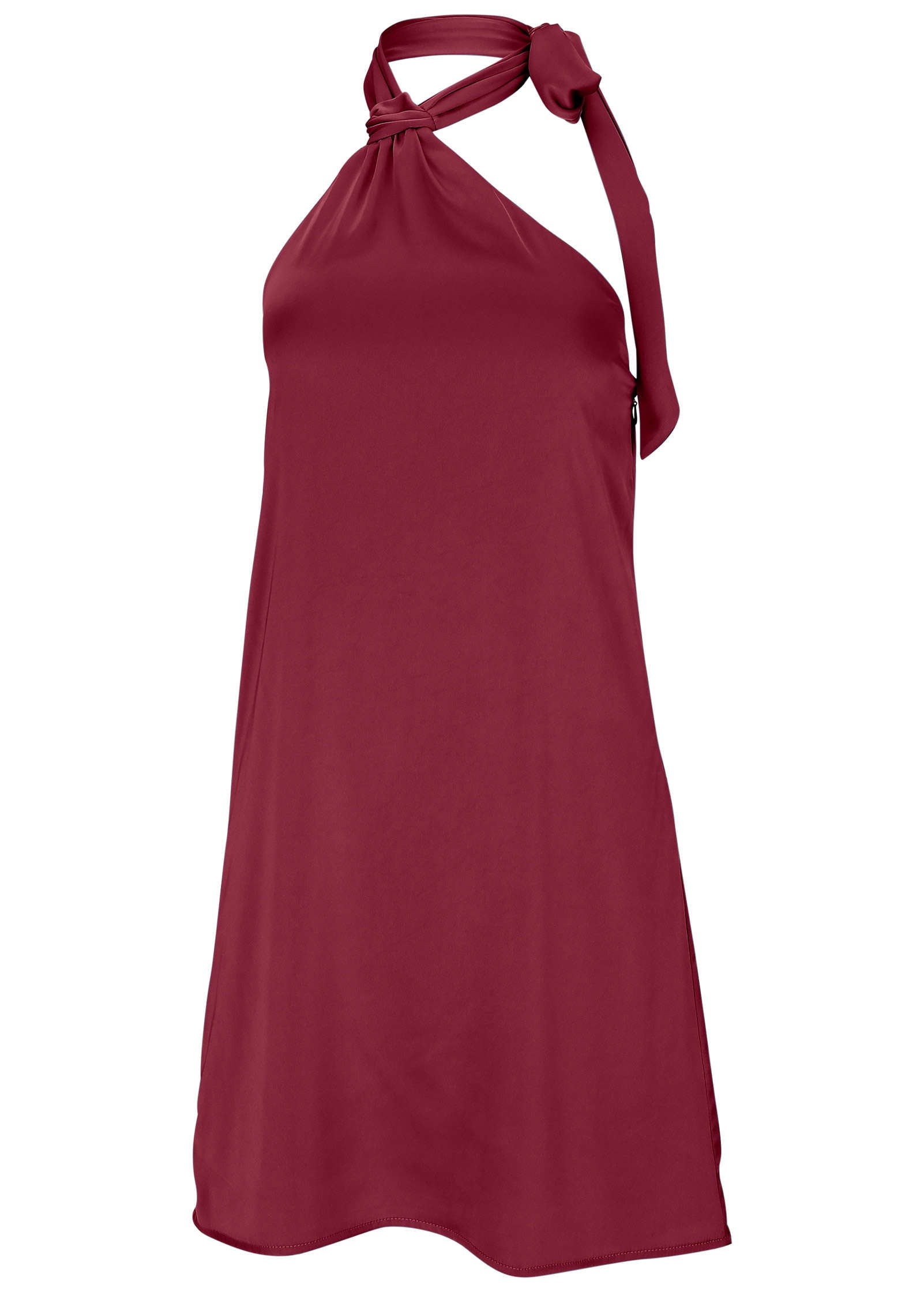 Halter Mini Dress - Dark Red