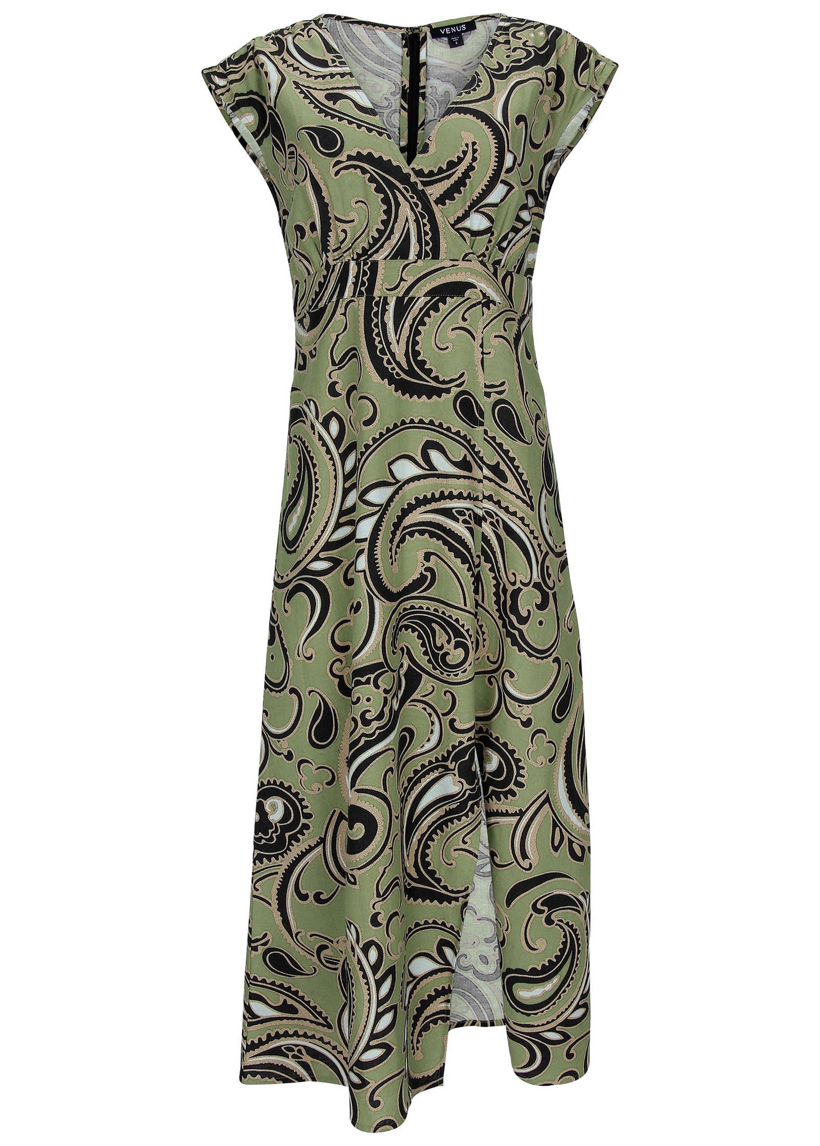 Linen V-Neck Maxi Dress - Large Splendid Paisley