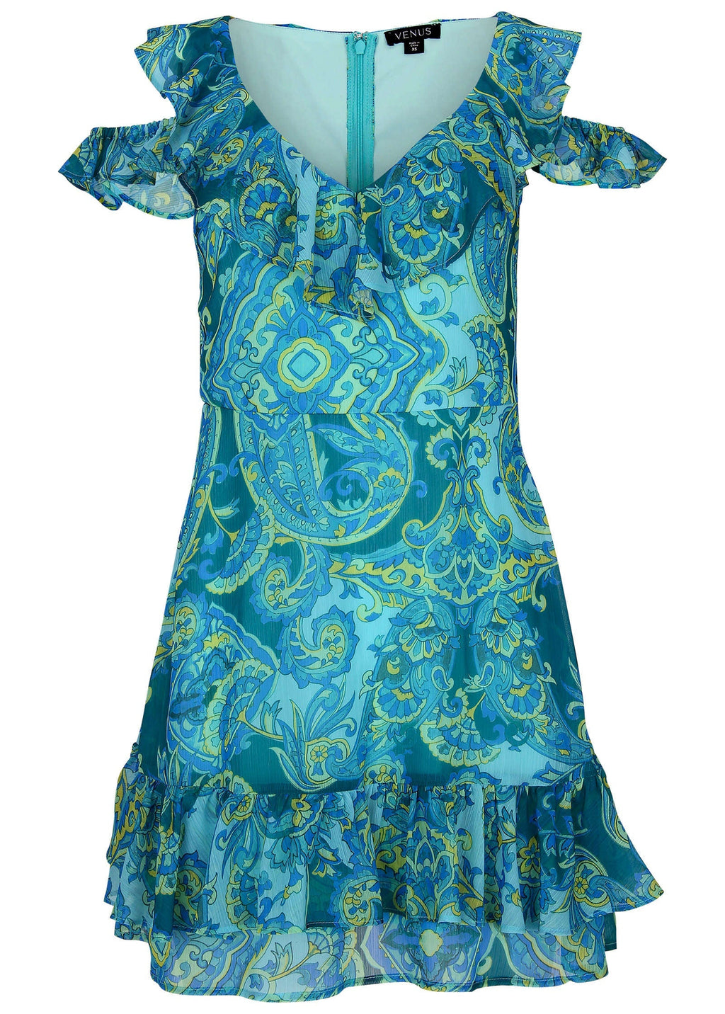 Paisley Ruffle Mini Dress - Garden Paisley