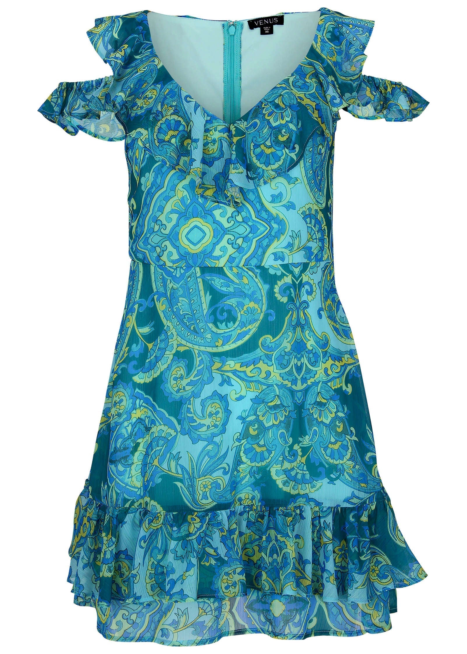 Paisley Ruffle Mini Dress - Garden Paisley