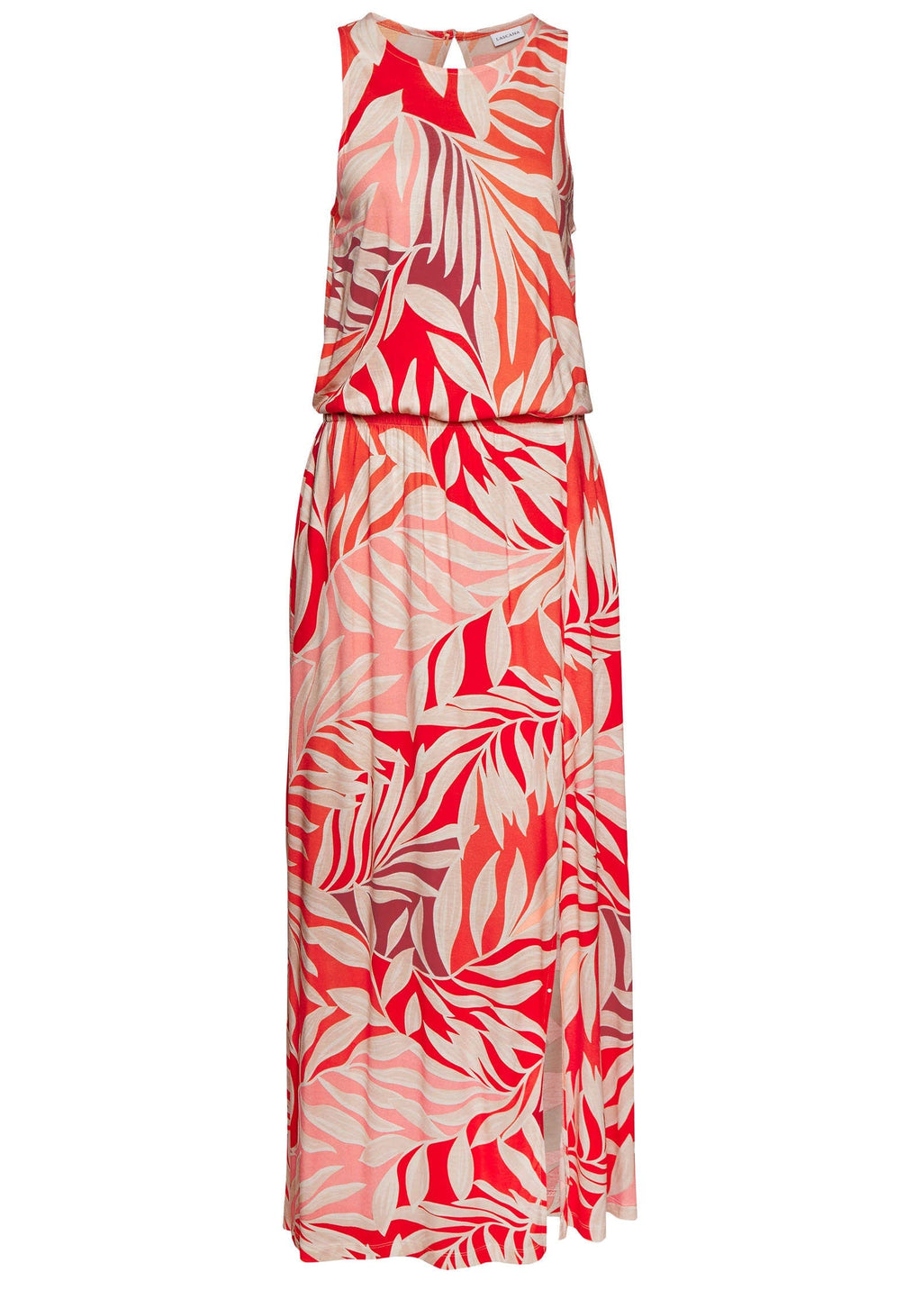 Printed Slit Maxi Dress - Red Multi