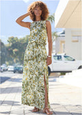 Sleeveless Floral Maxi Dres - Green Multi