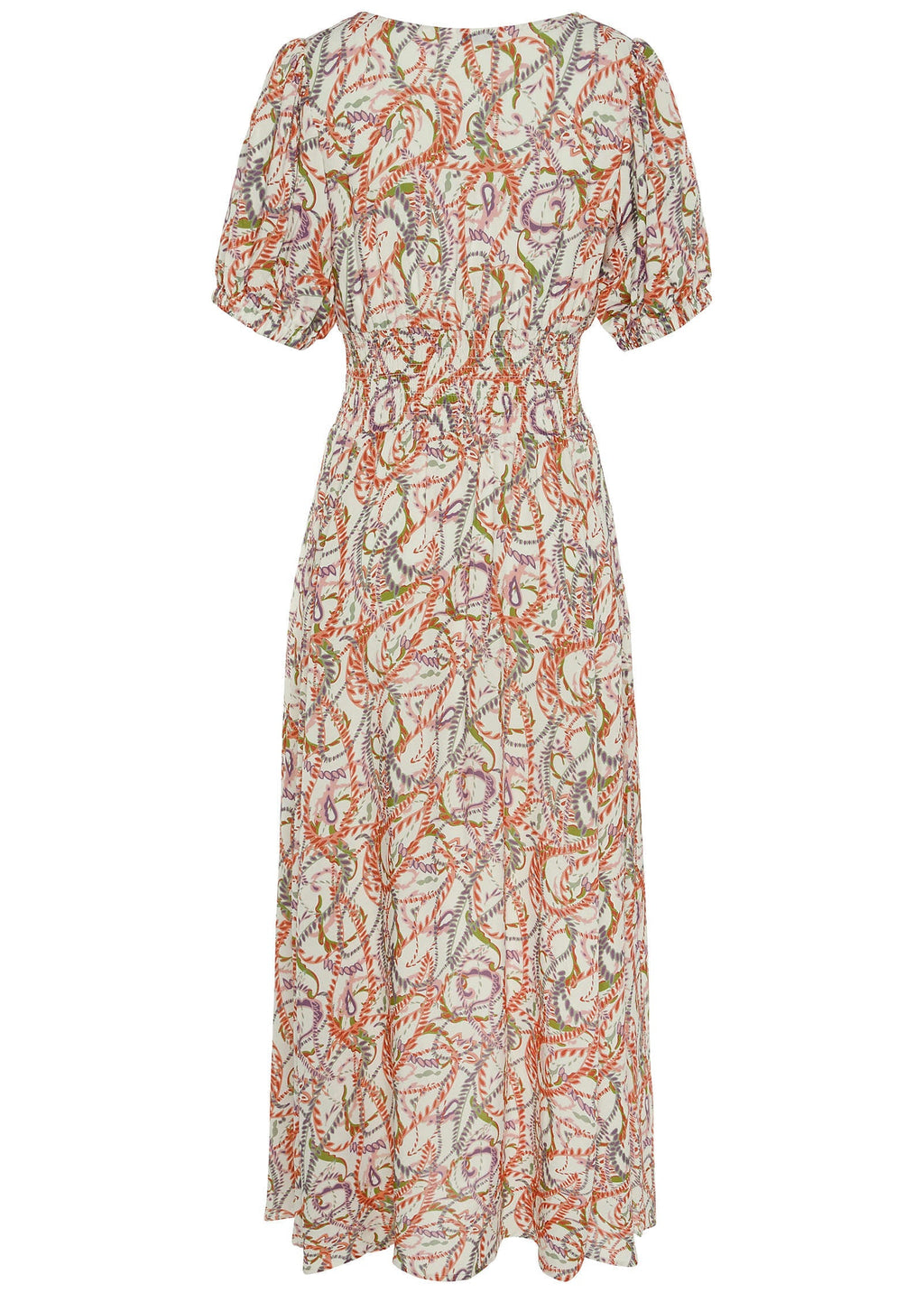 V-Neck Maxi Dress - White Multi