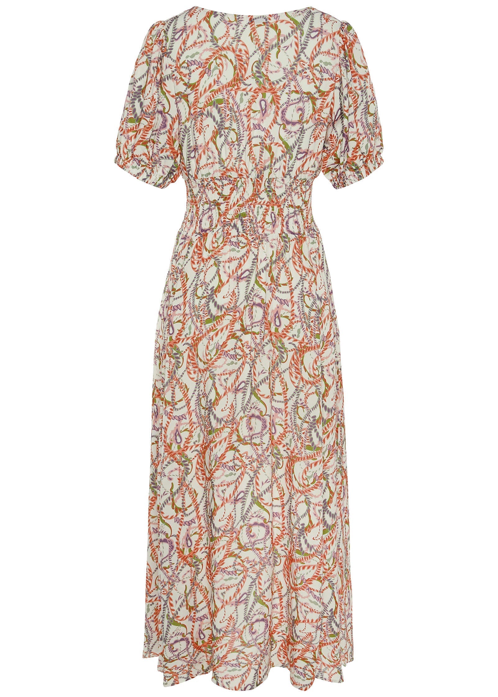 V-Neck Maxi Dress - White Multi