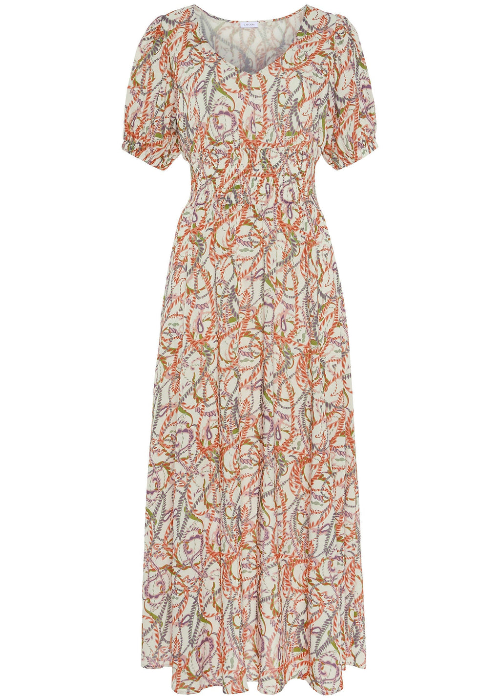 V-Neck Maxi Dress - White Multi