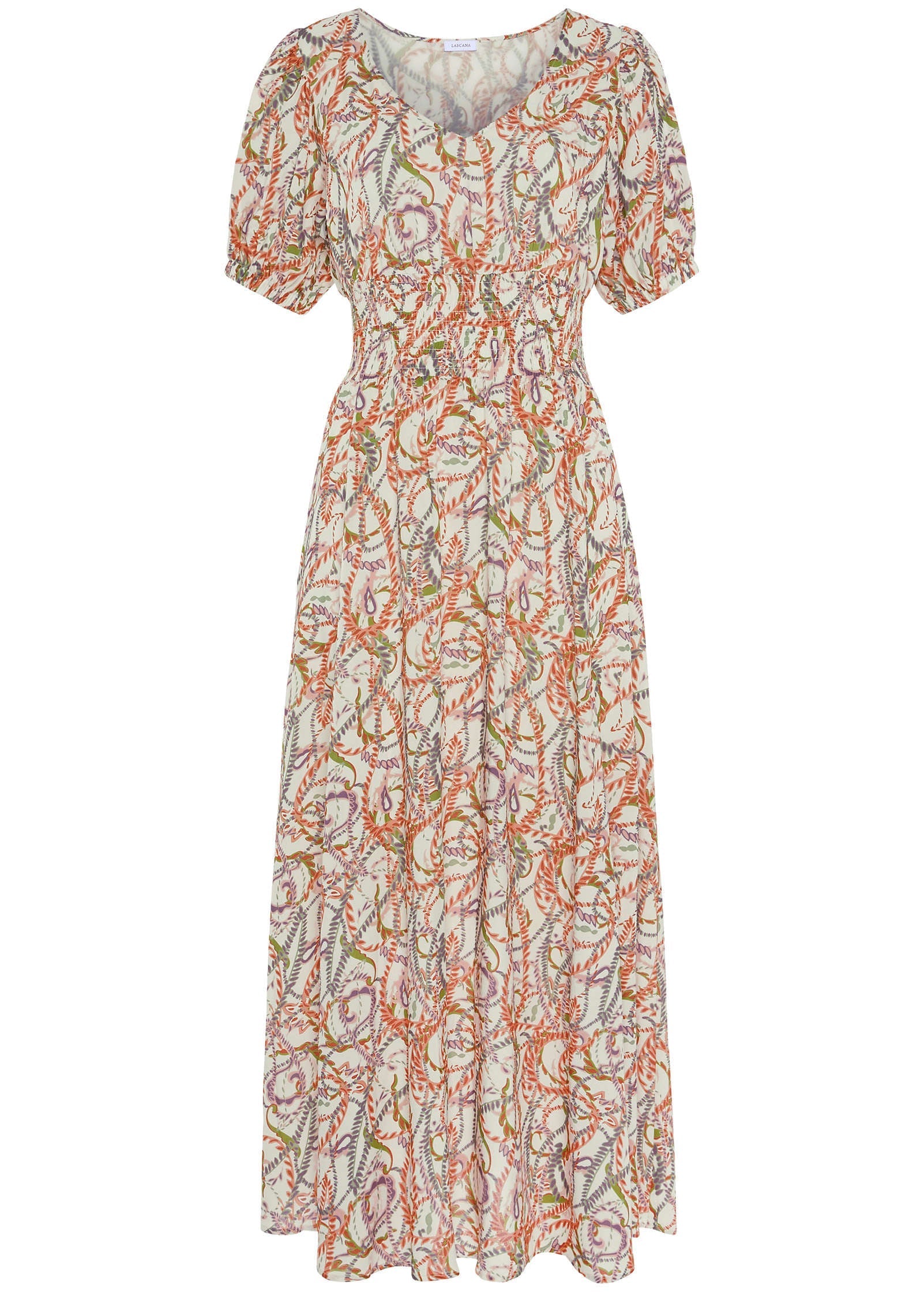 V-Neck Maxi Dress - White Multi