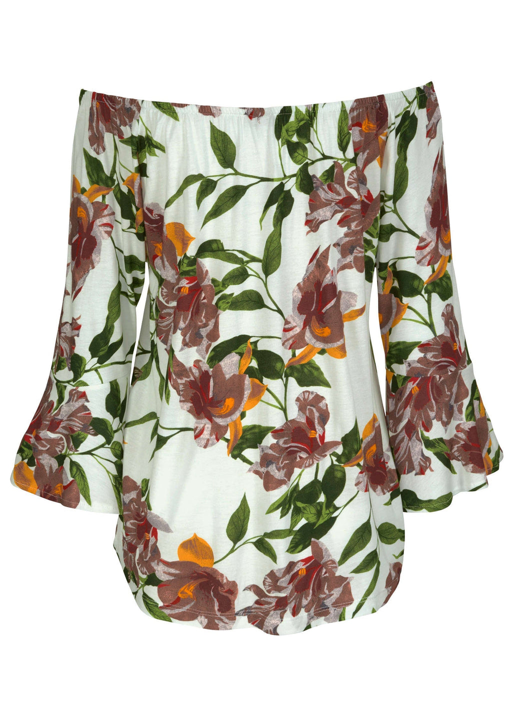 Bell Sleeve Printed Top - White Floral Multi