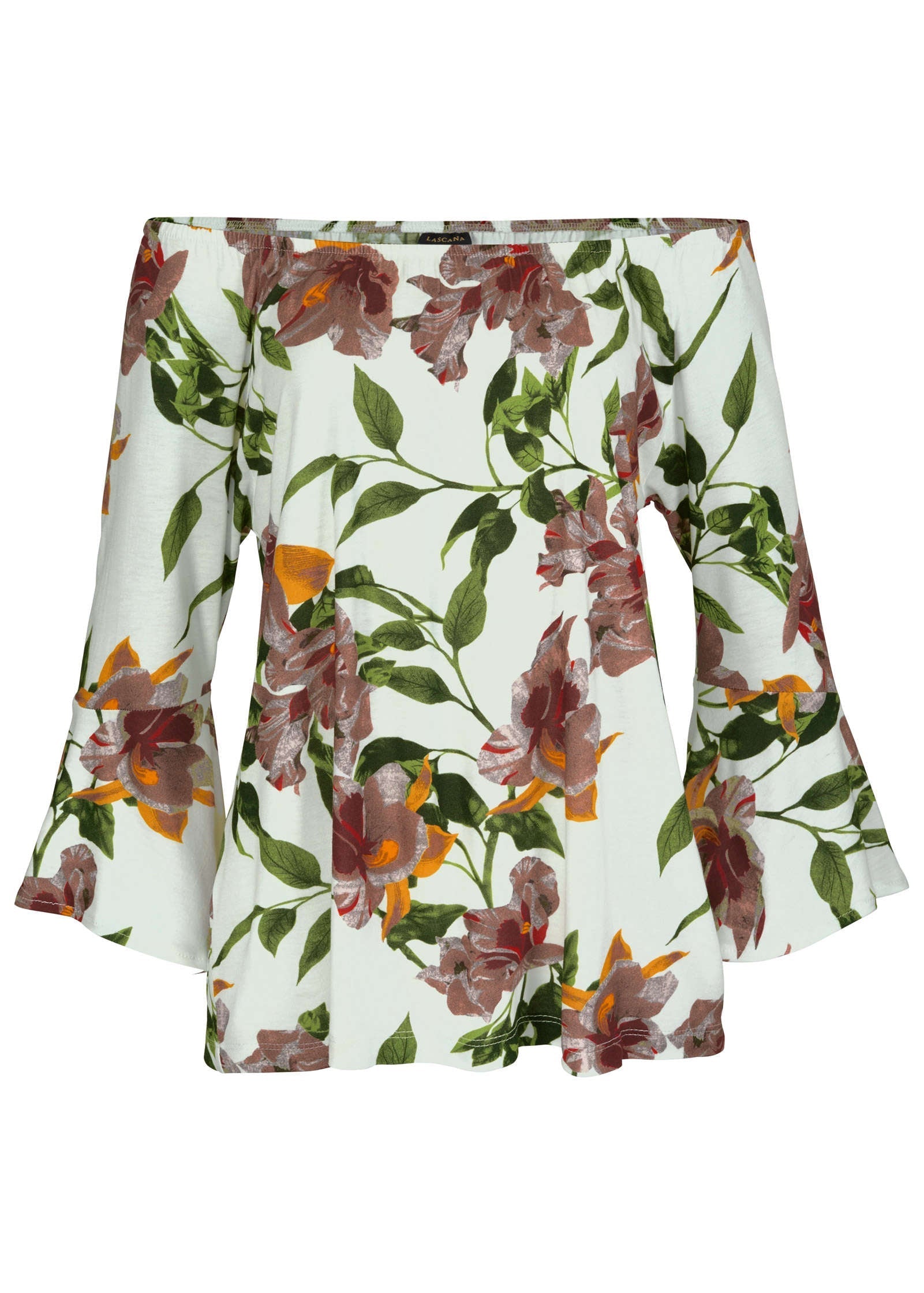 Bell Sleeve Printed Top - White Floral Multi