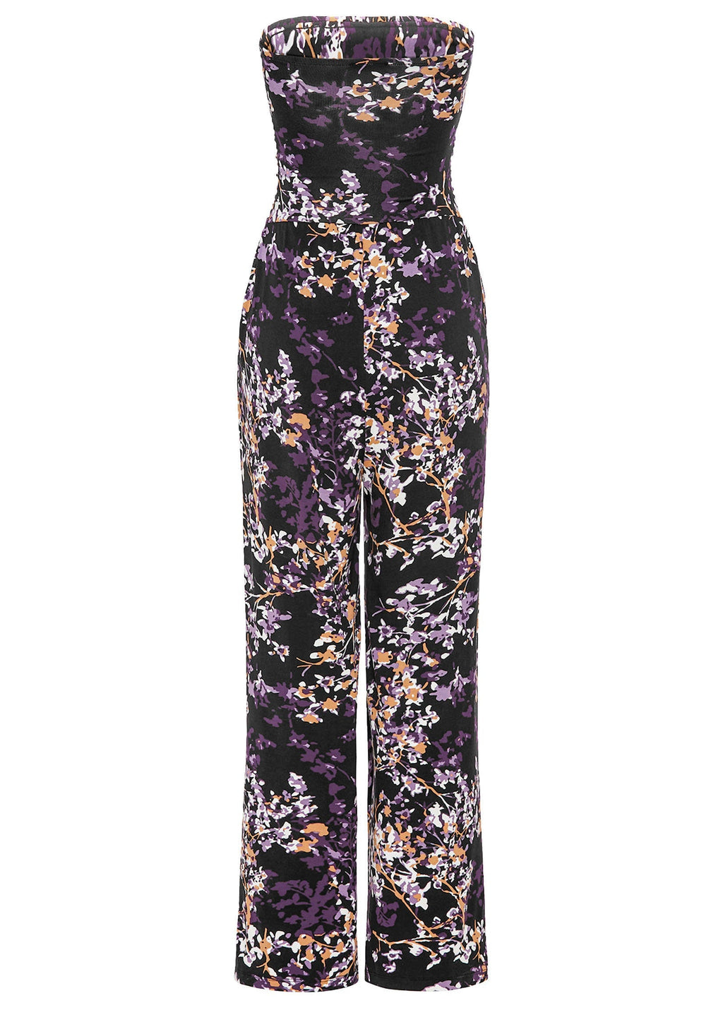 Strapless Printed Jumpsuit - Purple Multi
