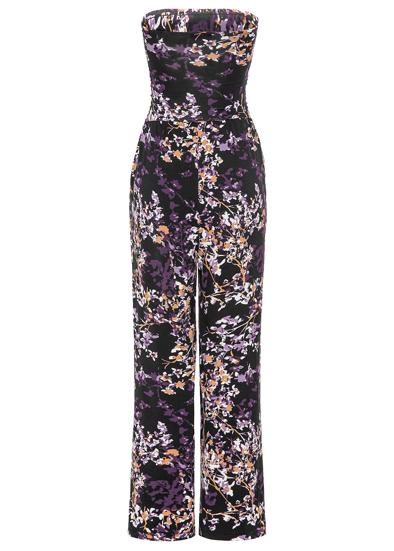 Strapless Printed Jumpsuit - Purple Multi