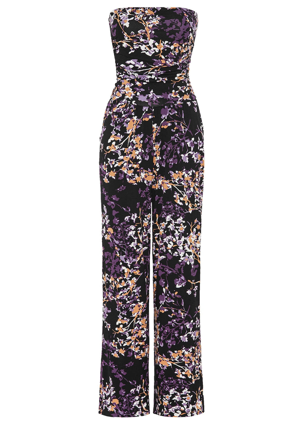 Strapless Printed Jumpsuit - Purple Multi
