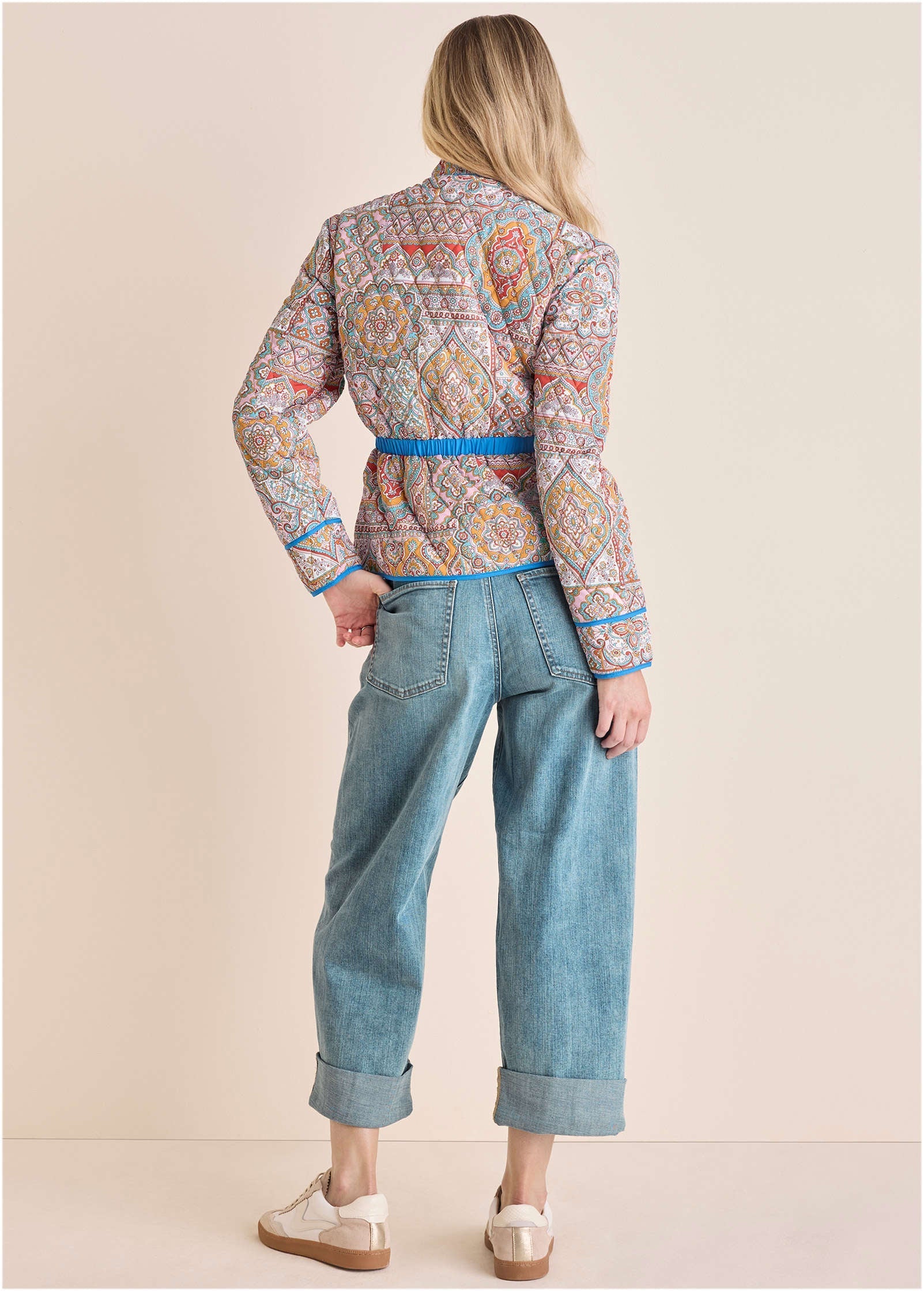 Quilted Full Zip Jacket - Medallion Golden Patchwork
