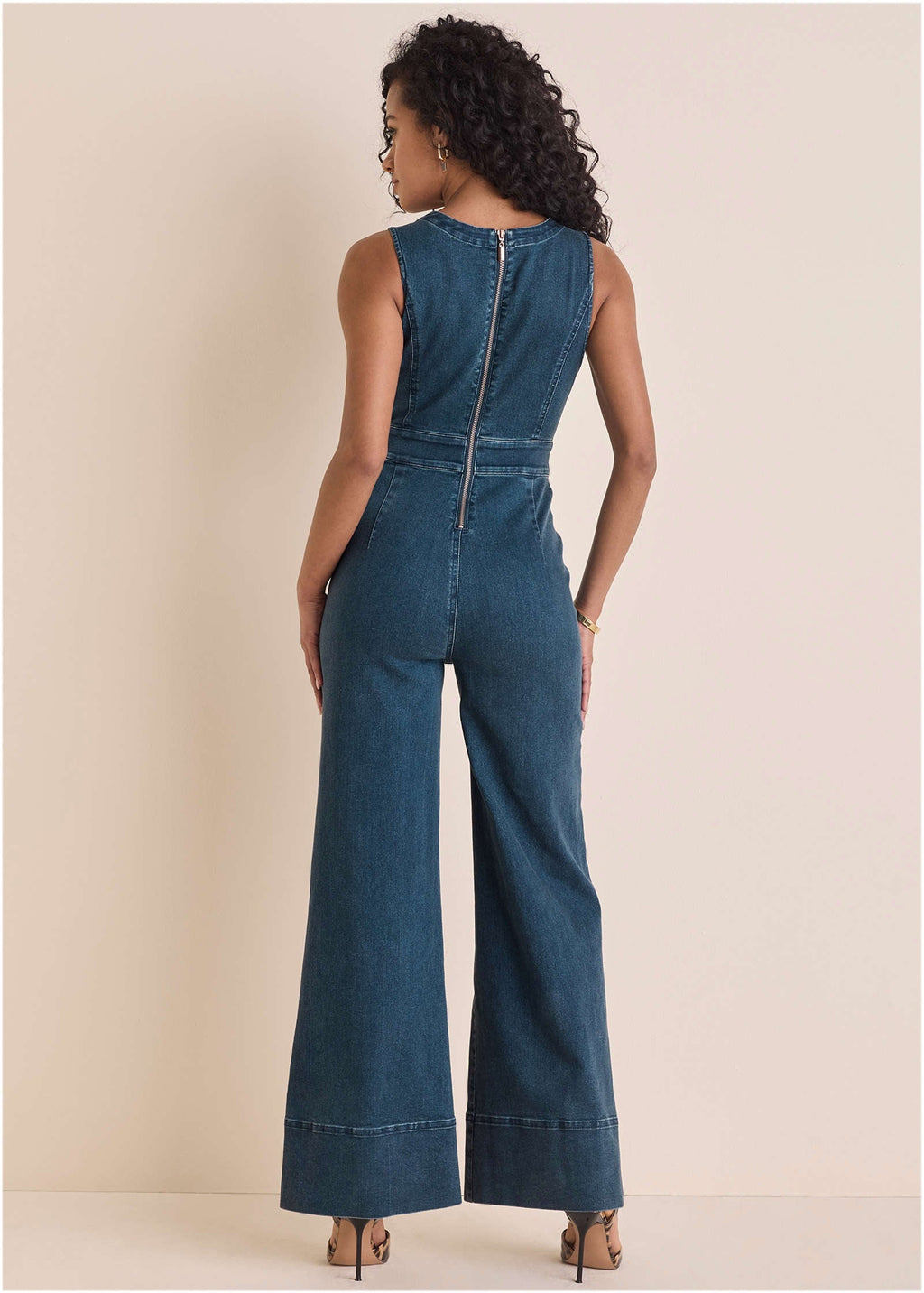 Stretch Denim Jumpsuit - Medium Wash