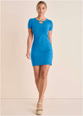 Front Keyhole Mini Dress - Blue
