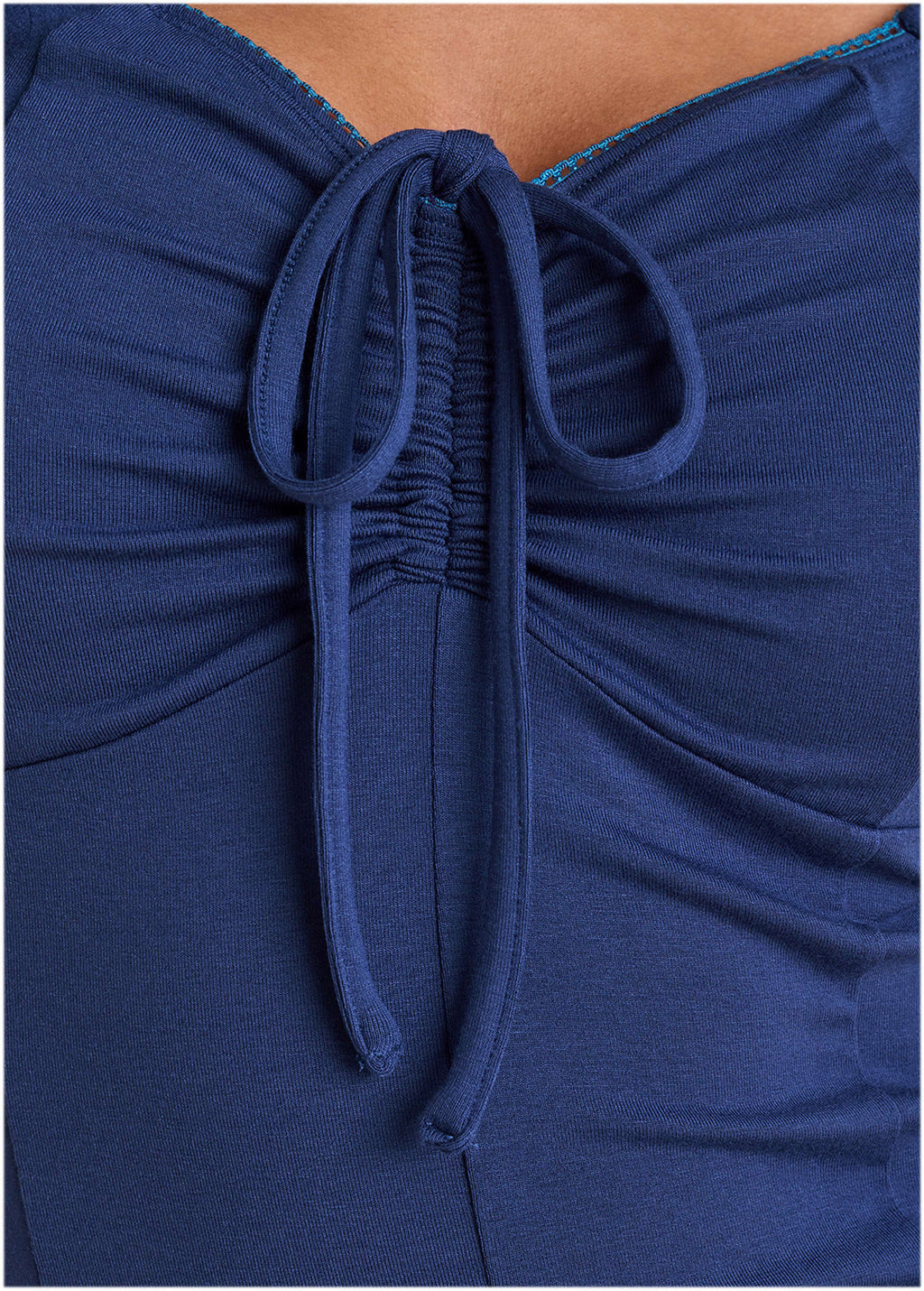 Ruffle Tie Front Short Sleeve - Bellweather Blue