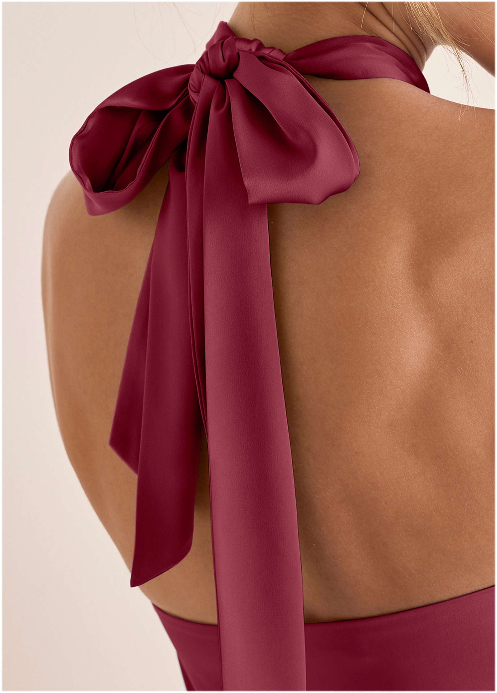 Halter Mini Dress - Dark Red