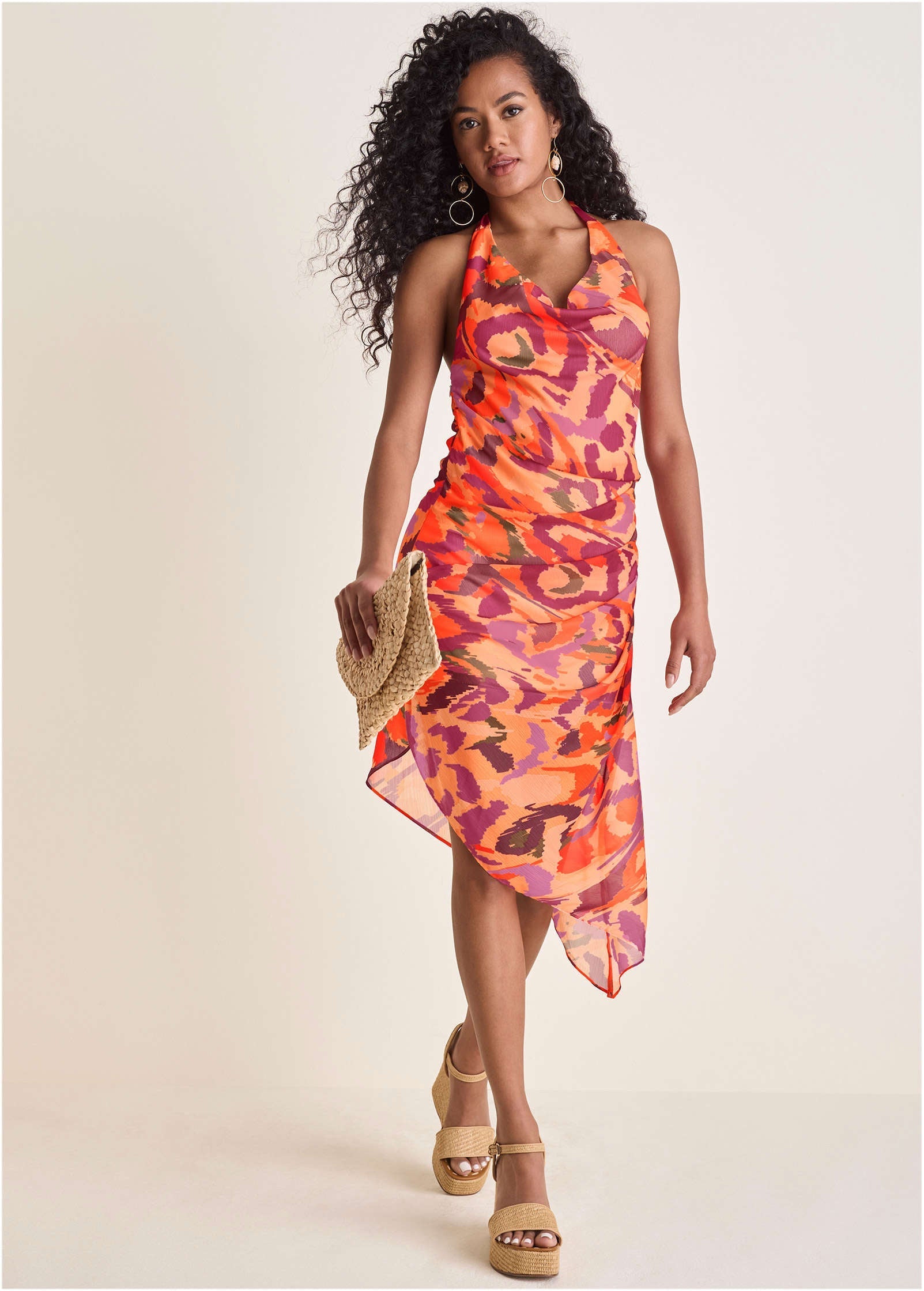 Chiffon High-Low Dress  - Soft Ikat