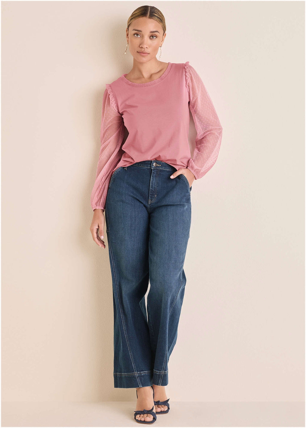 Dot Mesh Sleeve Top - Polignac