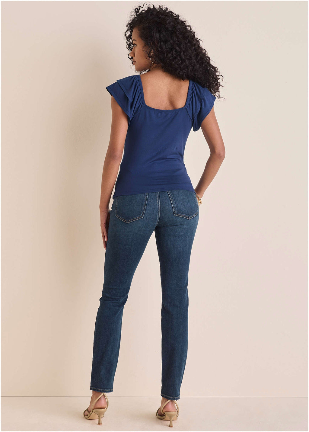 Ruffle Tie Front Short Sleeve - Bellweather Blue