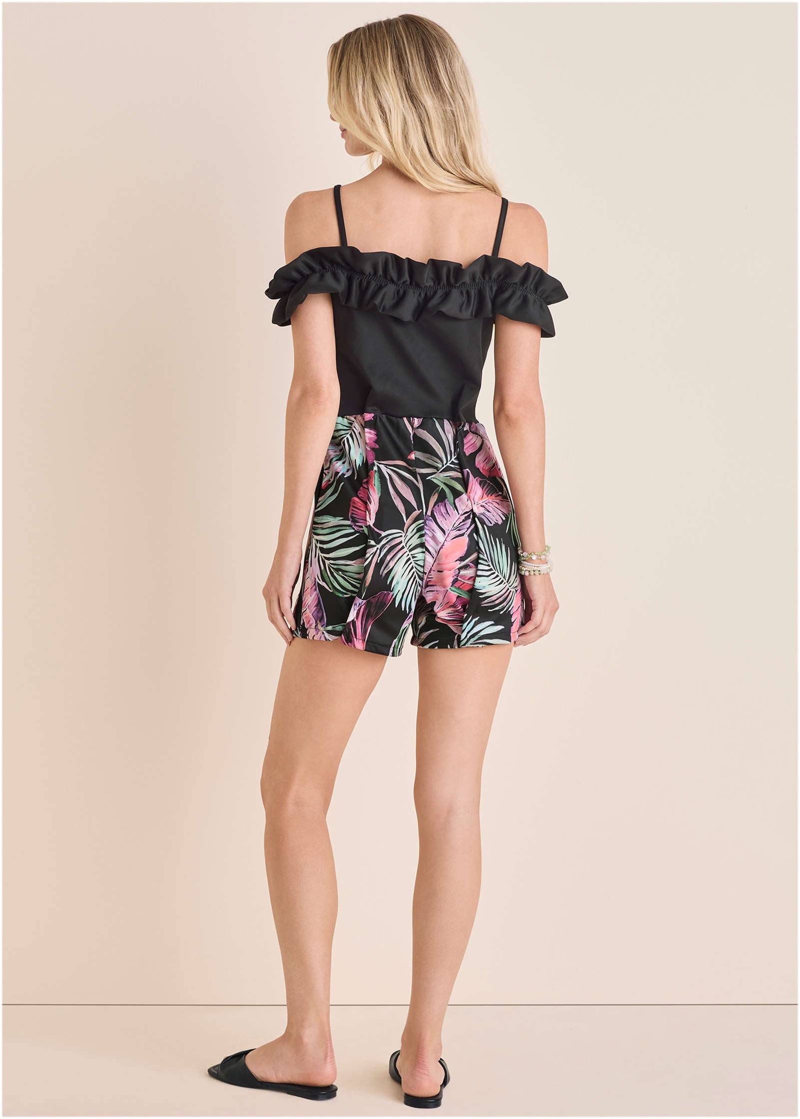 Off-The-Shoulder Romper - Illuminated Jungle
