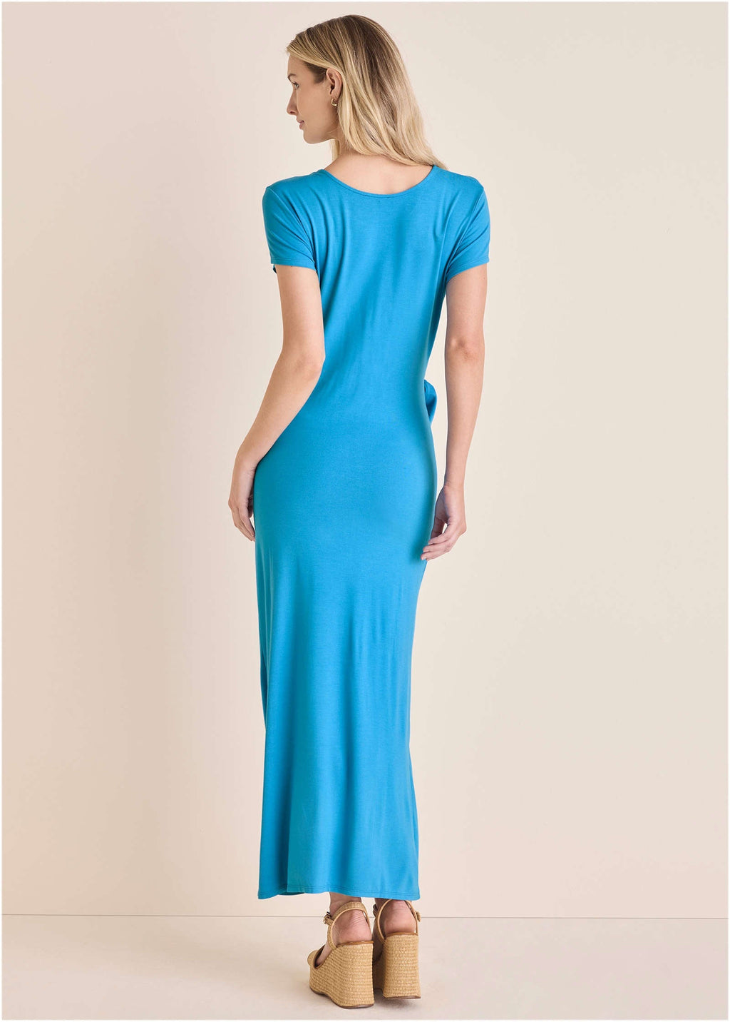 Tie Side Maxi Dress  - Blue