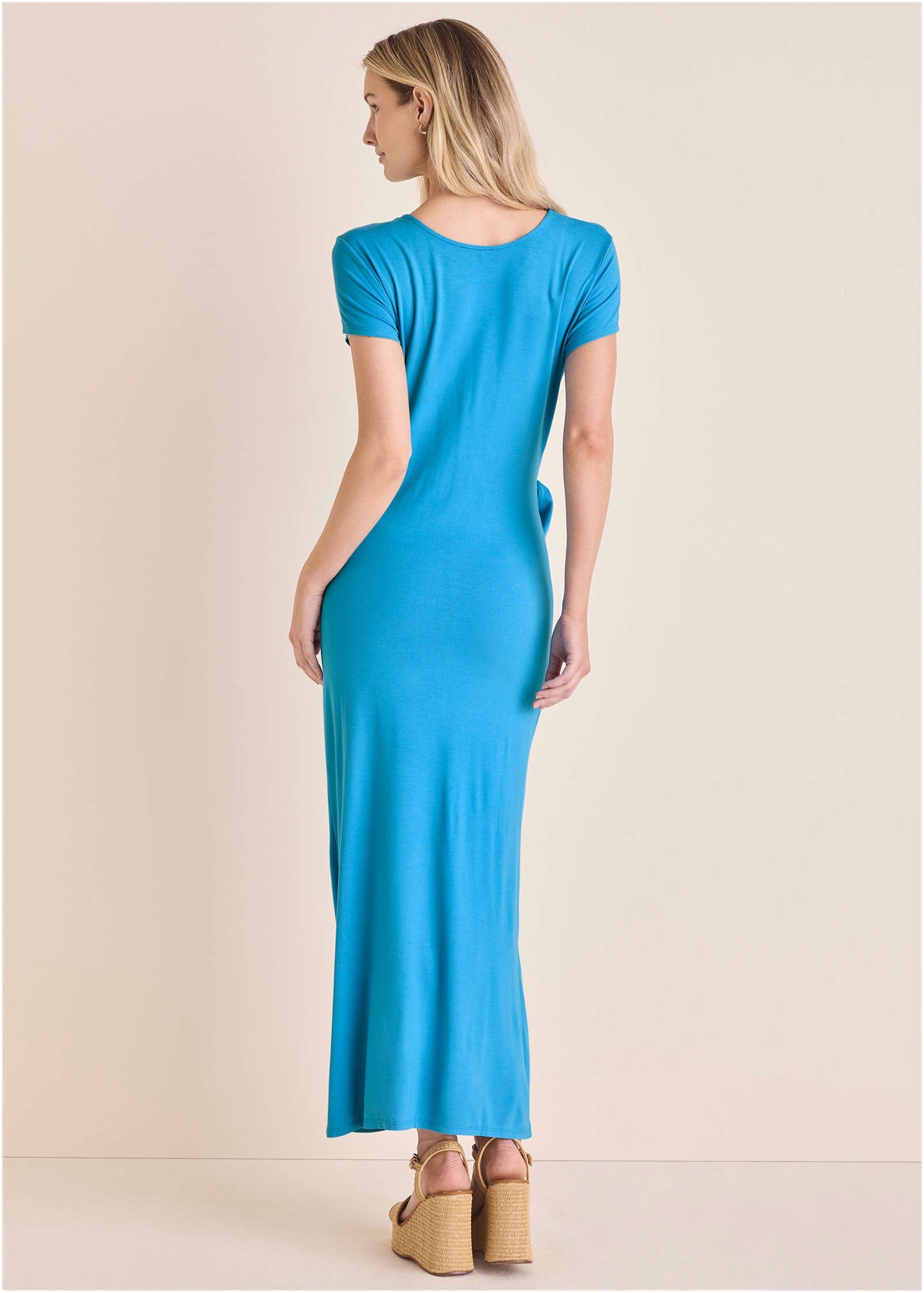 Tie Side Maxi Dress  - Blue