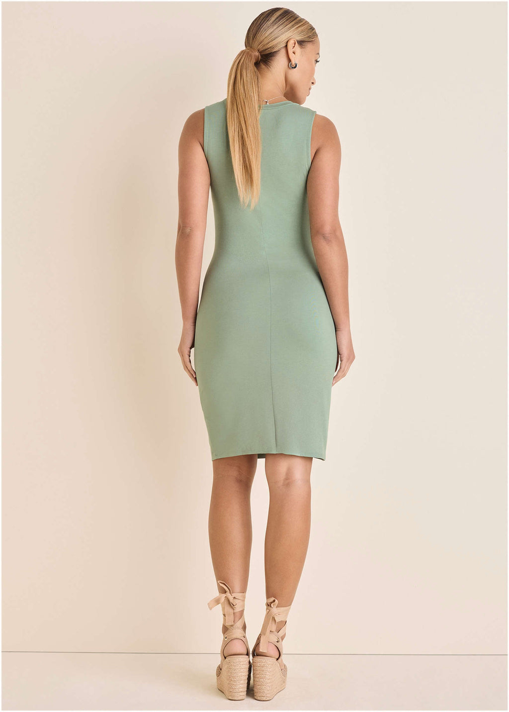 Button Detail Dress  - Iceberg Green