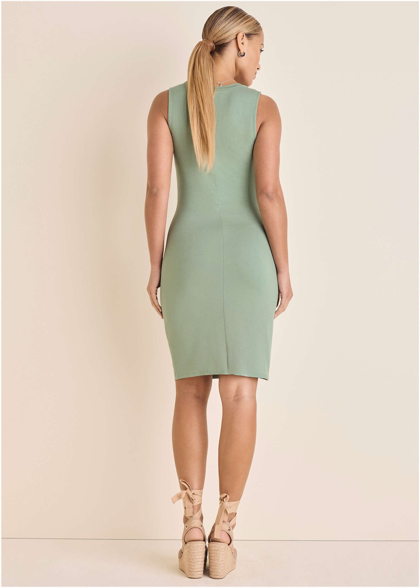 Button Detail Dress  - Iceberg Green