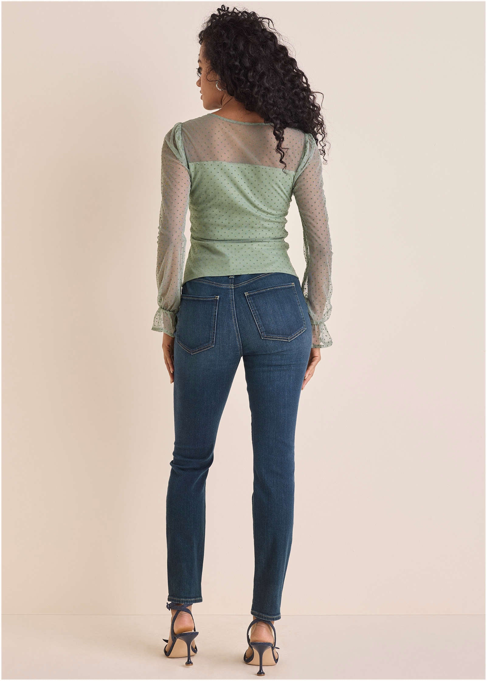 Dot Mesh Top - Iceberg Green