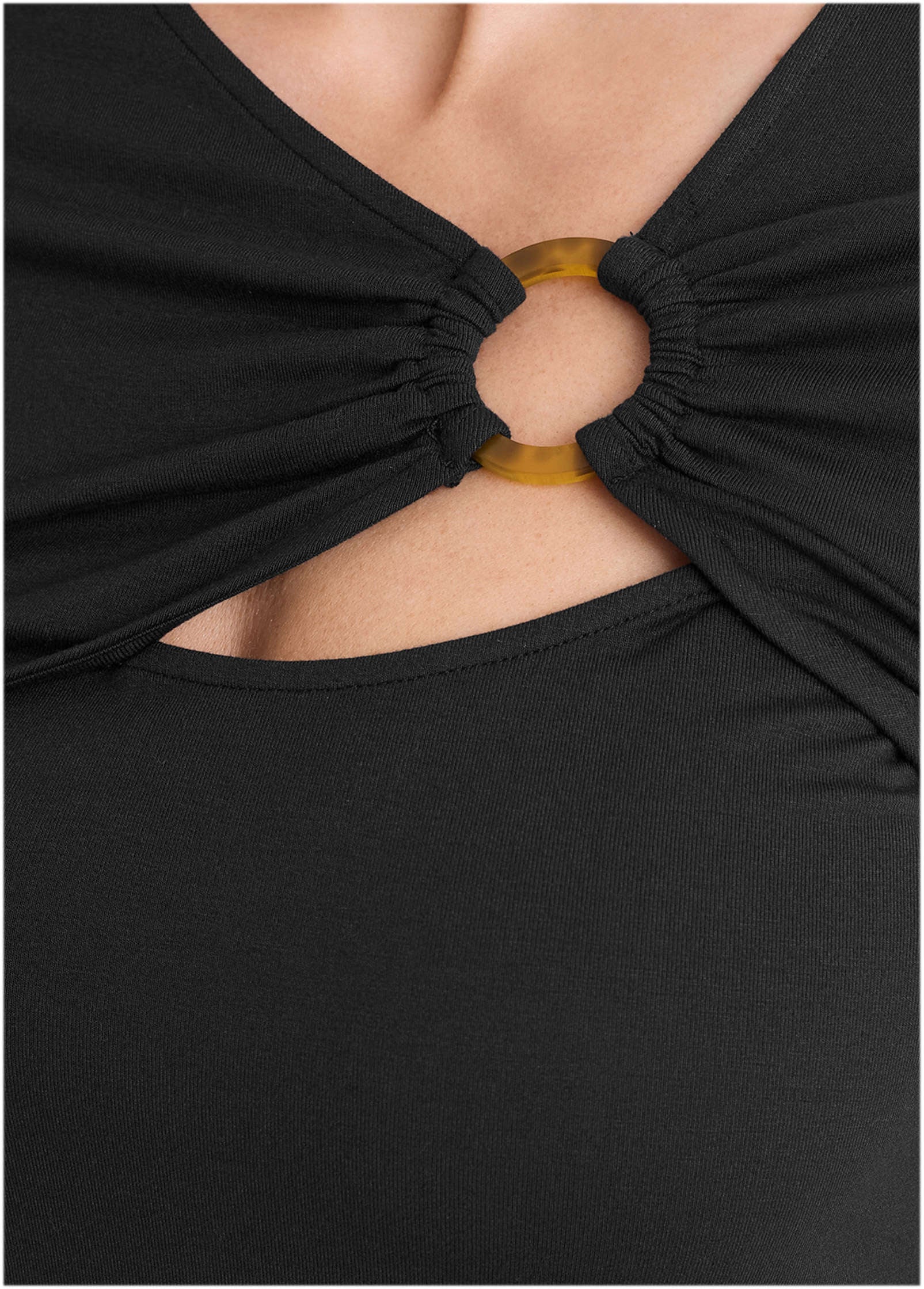 Cutout 3/4 Sleeve Top - Jet Black