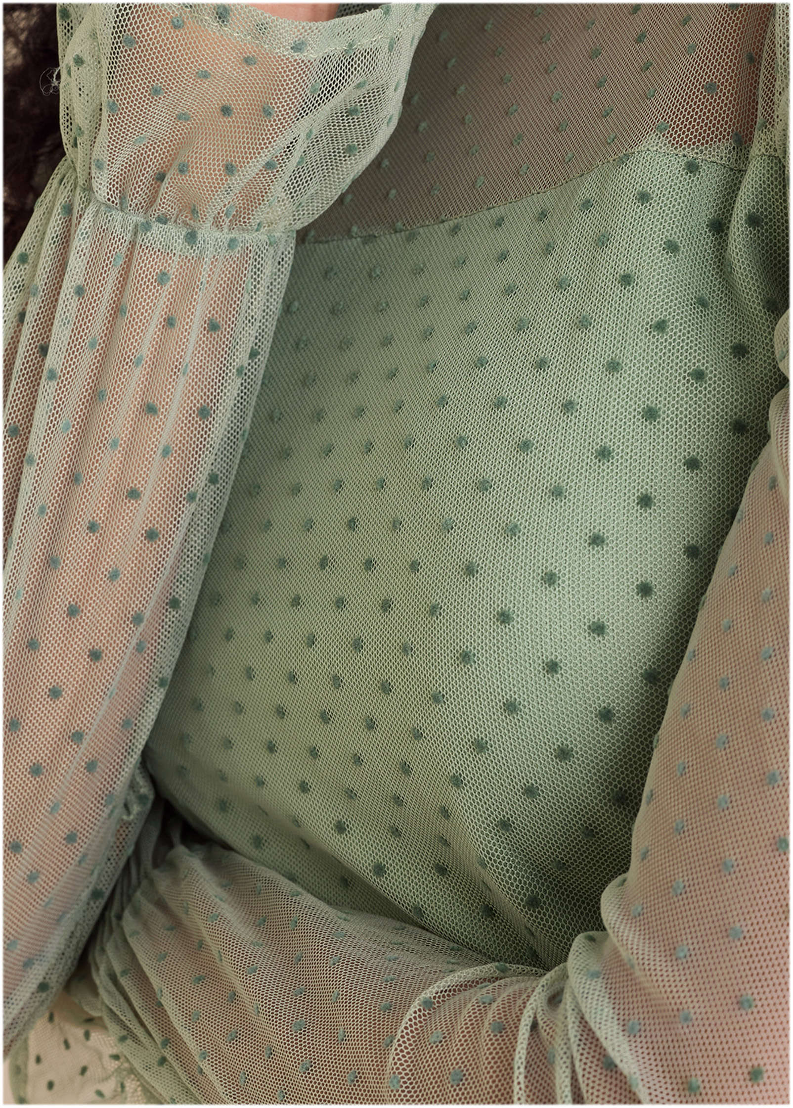 Dot Mesh Top - Iceberg Green